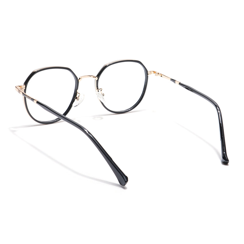 Voyage Black & Golden Round Eyeglasses for Men & Women (87306MG5832-C3)