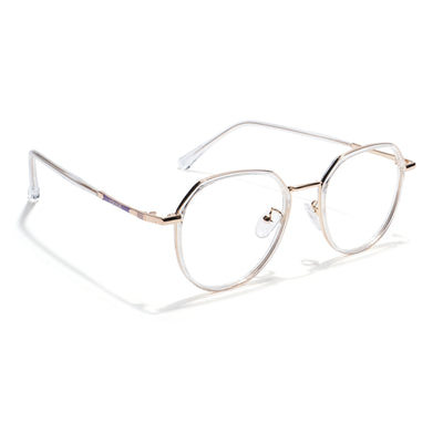 Voyage Golden & Transparent Round Eyeglasses for Men & Women (87306MG5833-C4)