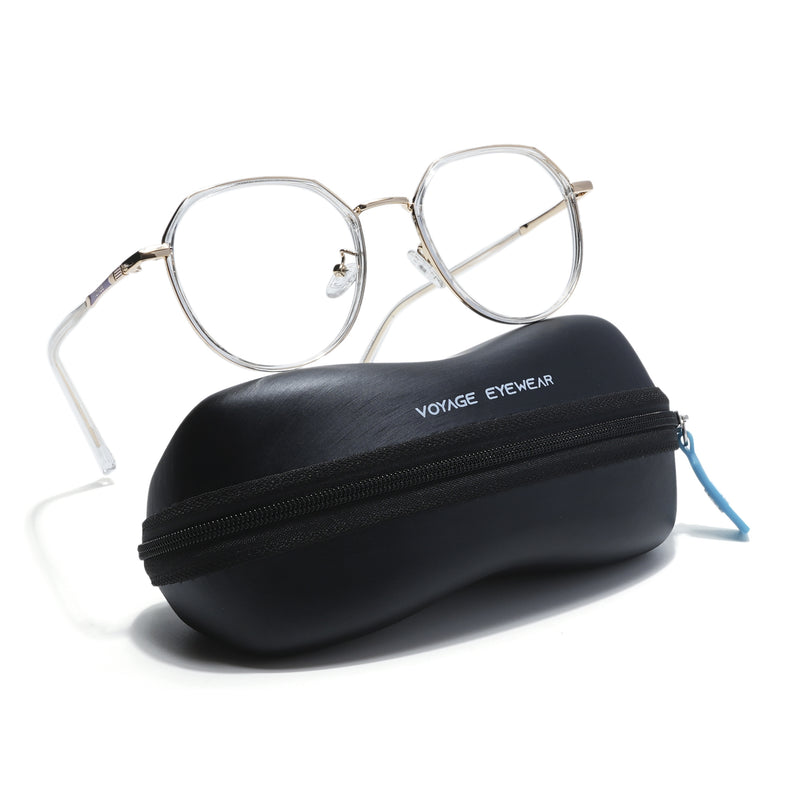 Voyage Golden & Transparent Round Eyeglasses for Men & Women (87306MG5833-C4)