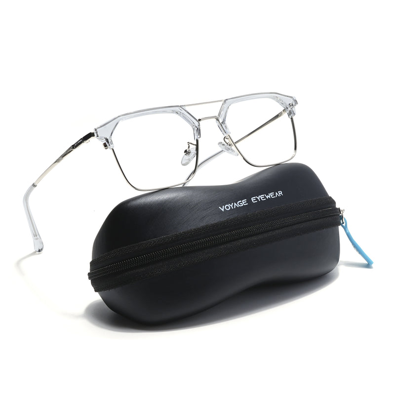 Voyage Transparent & Silver Wayfarer Eyeglasses for Men & Women (87332MG5836-C3)