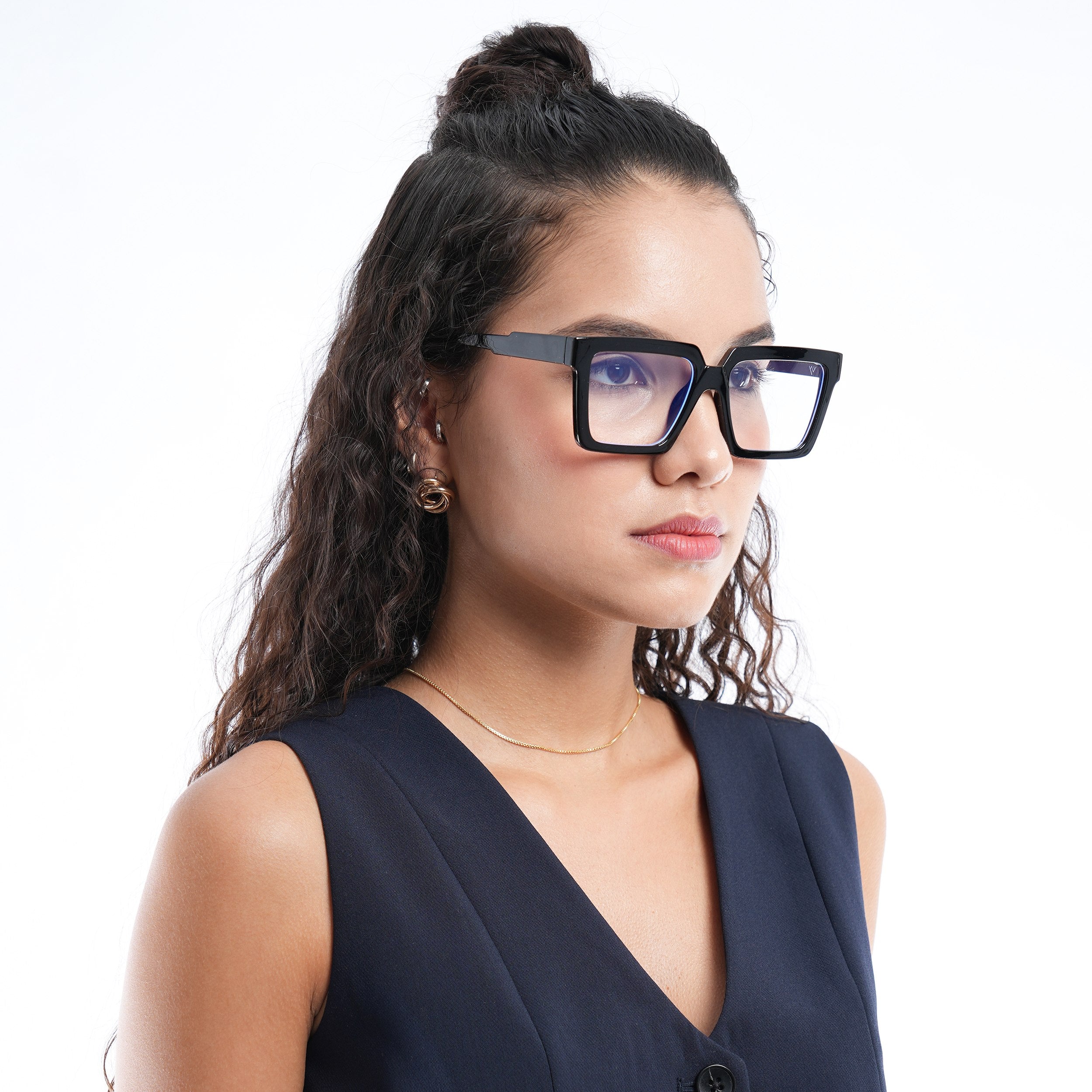 Voyage Verso Shine Black Wayfarer Eyeglasses for Men & Women (8774MG3922-C1)