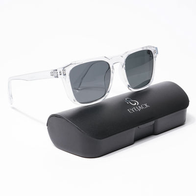 Eyejack Square Sunglasses for Men & Women (Black Lens | Transparent Frame - 89133CL549-C3)
