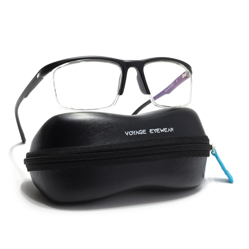 Voyage Select Black & Transparent Wrap Around Eyeglasses for Men & Women (9008SLMG6495-C2)