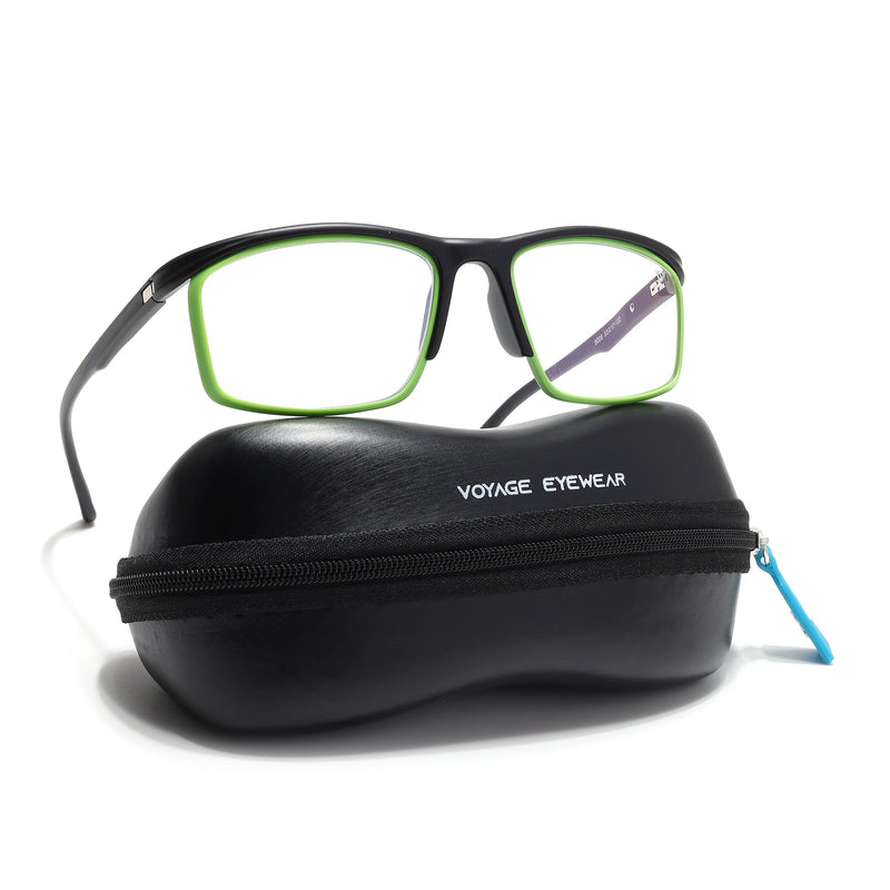 Voyage Select Black & Green Wrap Around Eyeglasses for Men & Women (9008SLMG6497-C4)