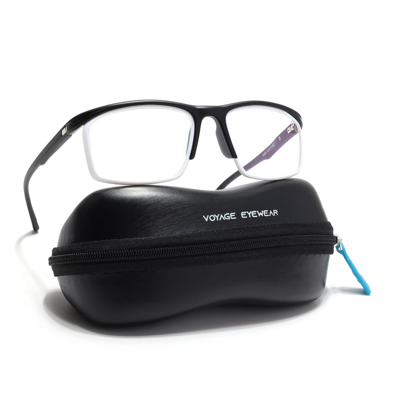 Voyage Select Black & White Wrap Around Eyeglasses for Men & Women (9008SLMG6498-C5)