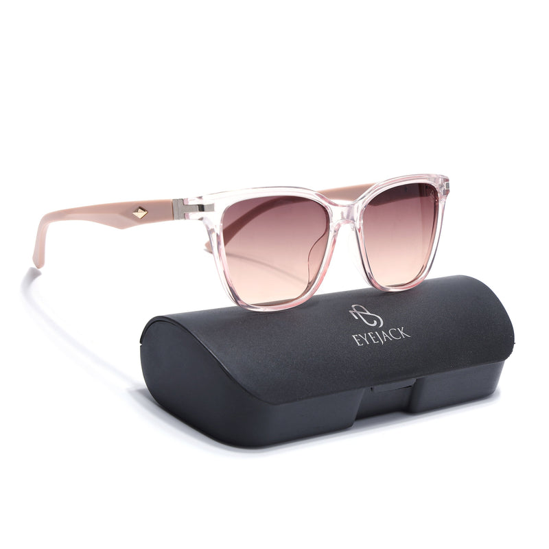 Eyejack Square Sunglasses for Men & Women (Brown & Clear Lens | Light Pink Frame - 90161CL773)