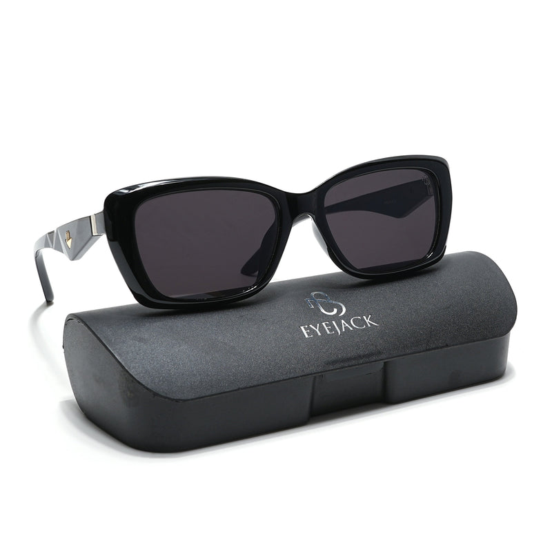Eyejack Black Rectangle Sunglasses for Men & Women (90164CL848)