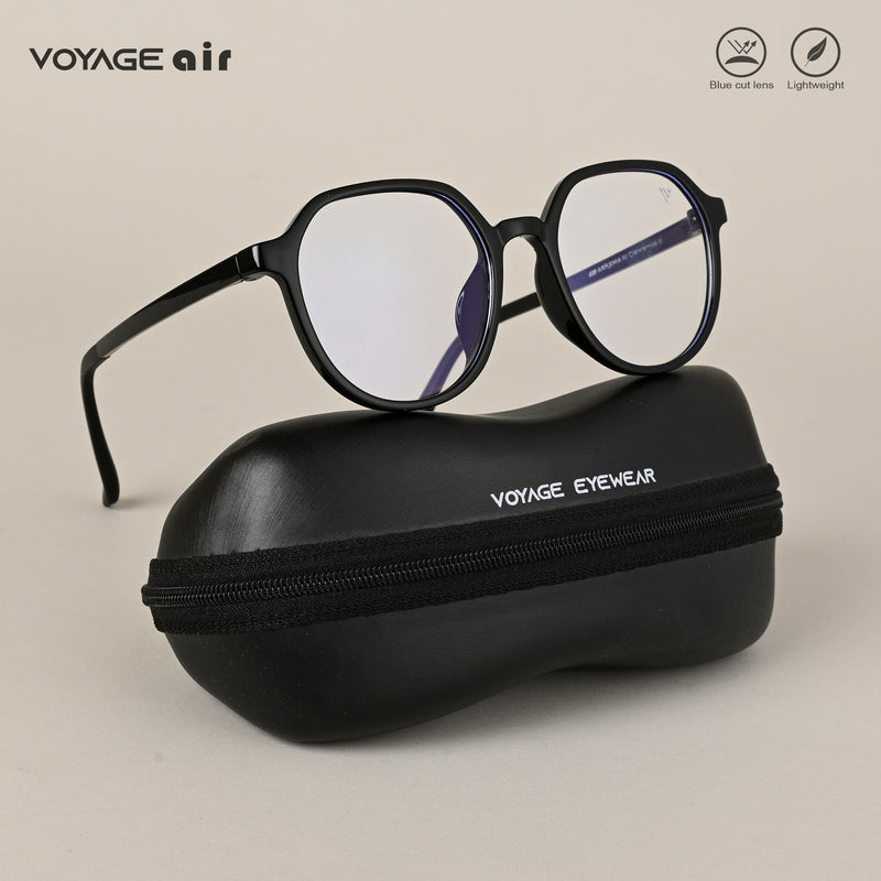 Voyage Air Black Round Eyeglasses for Men & Women (902MG4387-C1)