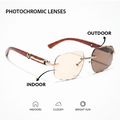 Eyejack Reflex Photochromic Golden Rimless Sunglasses for Men & Women (90386CL2505)