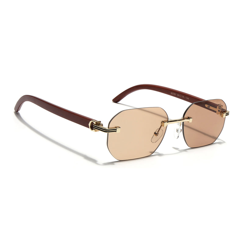 Eyejack Reflex Photochromic Golden Rimless Sunglasses for Men & Women (90387CL2514)