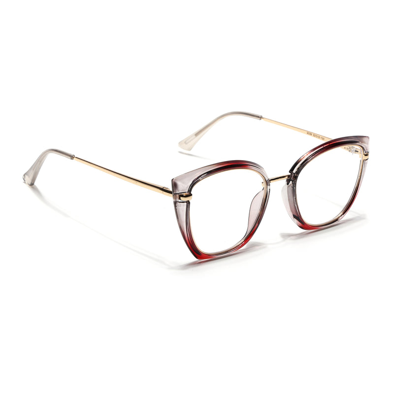Voyage Glam Grey Red & Golden Cateye Eyeglasses for Women (9039MG5224-C2)