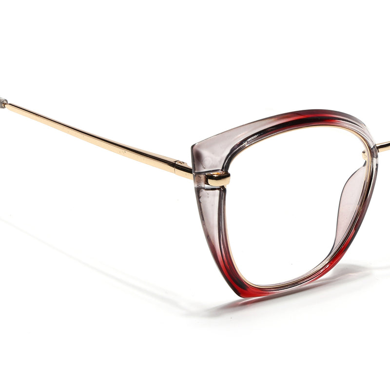 Voyage Glam Grey Red & Golden Cateye Eyeglasses for Women (9039MG5224-C2)