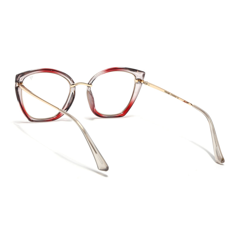 Voyage Glam Grey Red & Golden Cateye Eyeglasses for Women (9039MG5224-C2)