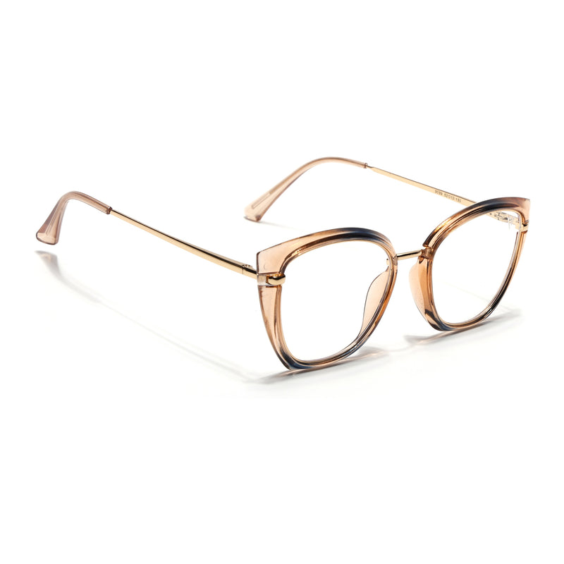 Voyage Glam Brown Blue & Golden Cateye Eyeglasses for Women (9039MG5225-C3)