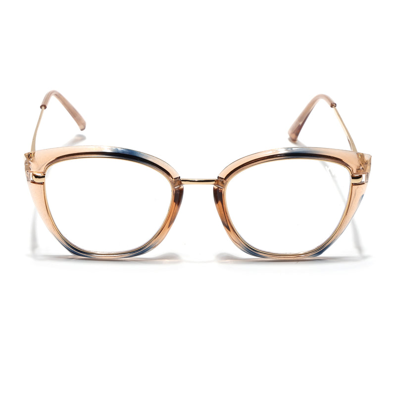 Voyage Glam Brown Blue & Golden Cateye Eyeglasses for Women (9039MG5225-C3)