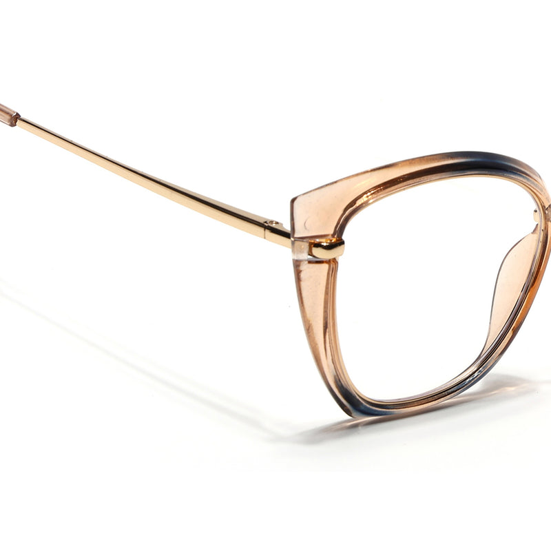 Voyage Glam Brown Blue & Golden Cateye Eyeglasses for Women (9039MG5225-C3)