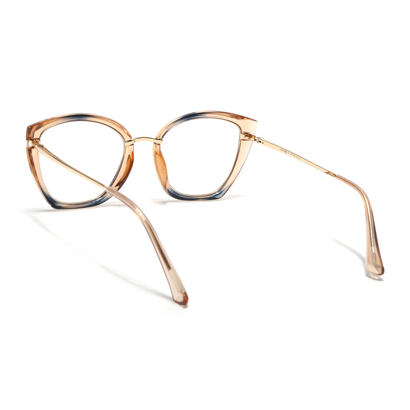 Voyage Glam Brown Blue & Golden Cateye Eyeglasses for Women (9039MG5225-C3)