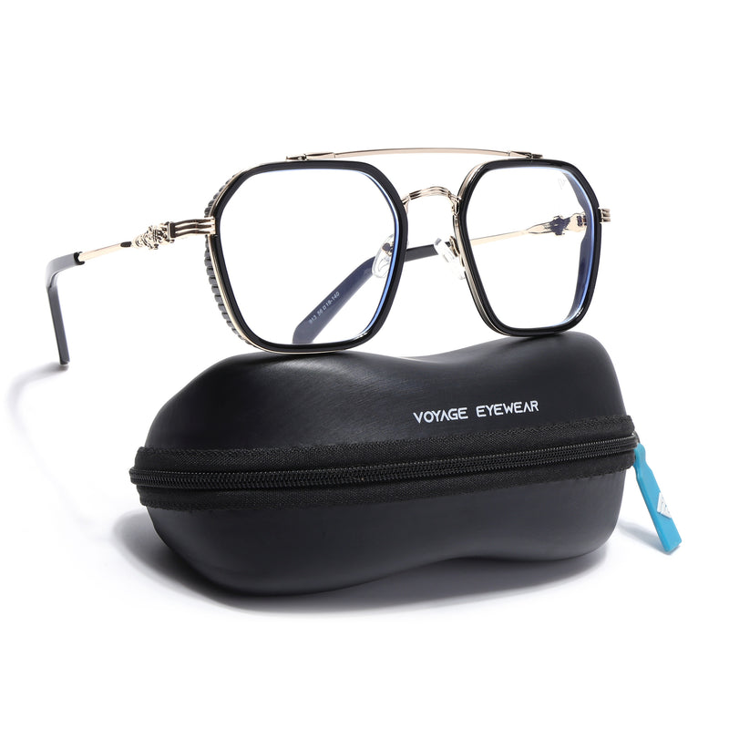 Voyage Black & Golden Wayfarer Eyeglasses for Men & Women (913MG5166-C1)