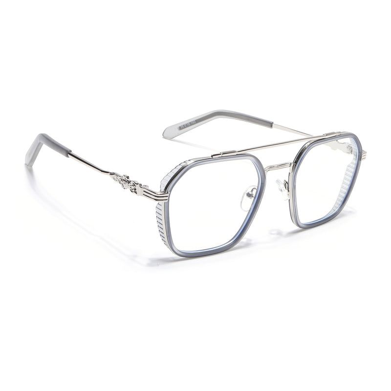 Voyage Grey & Silver Wayfarer Eyeglasses for Men & Women (913MG5168-C3)