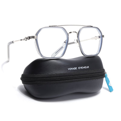 Voyage Grey & Silver Wayfarer Eyeglasses for Men & Women (913MG5168-C3)