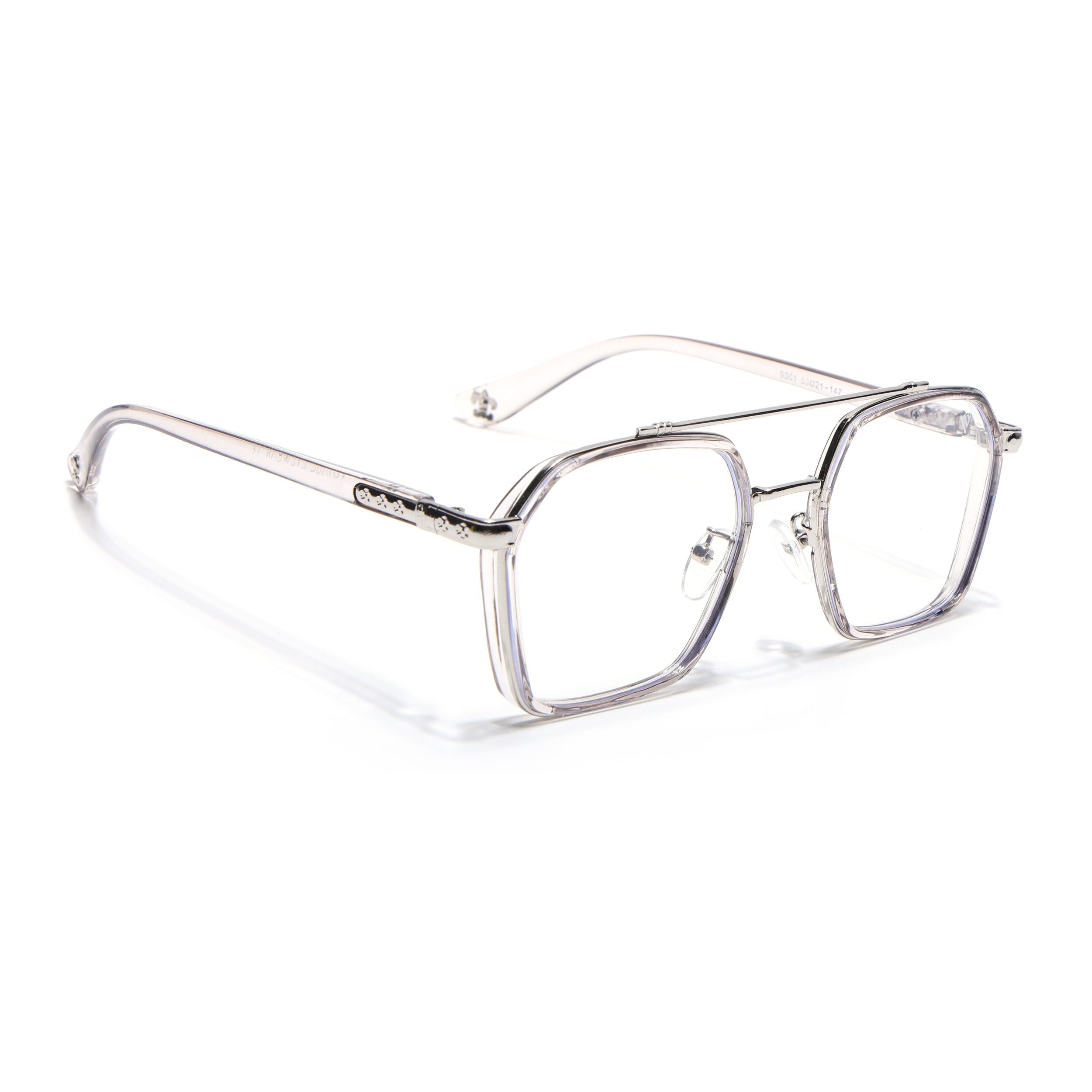 Voyage Silver & Transparent Grey Wayfarer Eyeglasses for Men & Women (9301MG5090-C3)