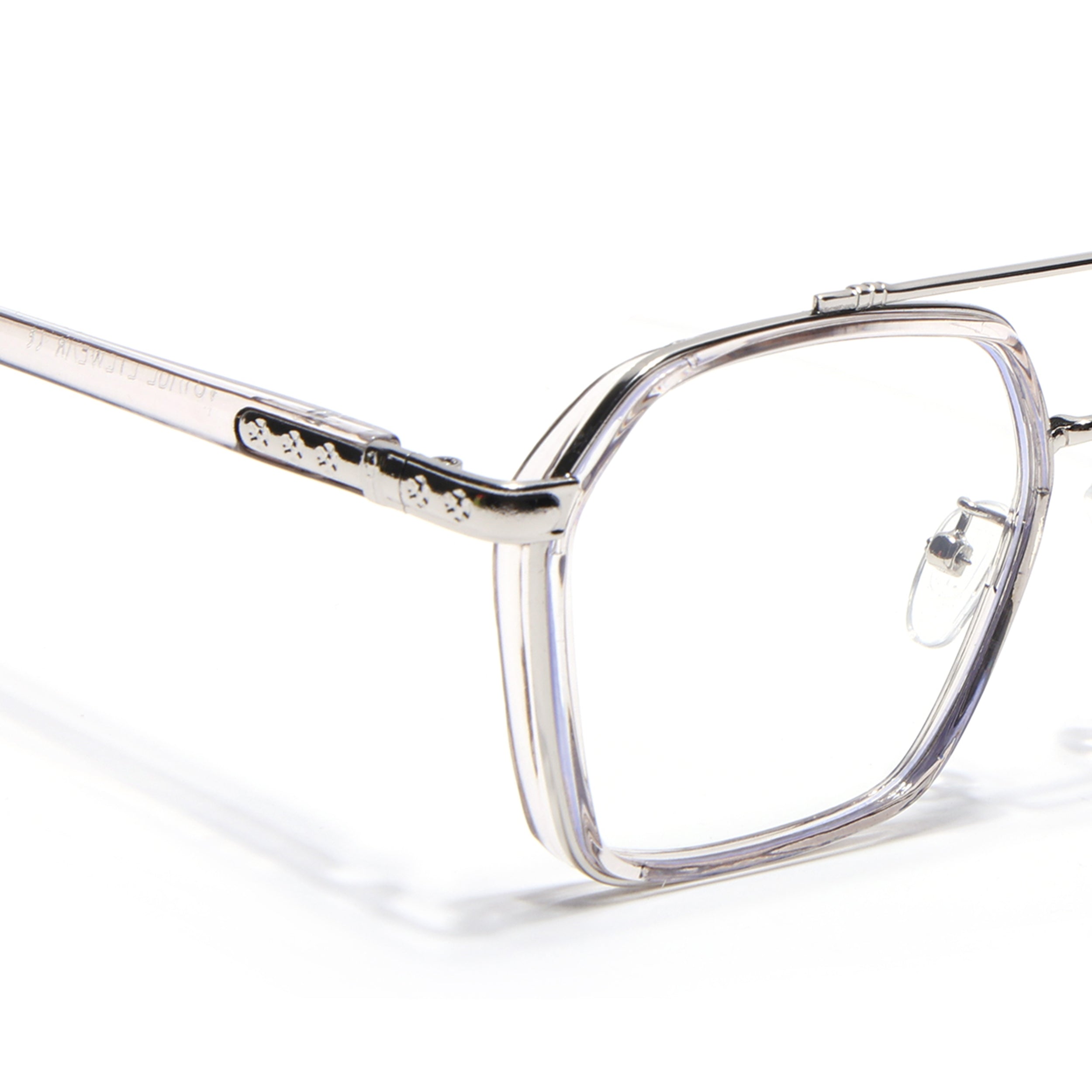 Voyage Silver & Transparent Grey Wayfarer Eyeglasses for Men & Women (9301MG5090-C3)