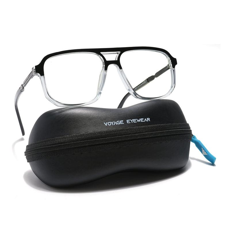 Voyage Veloura Select Black & Transparent Wayfarer Eyeglasses for Men & Women (93393SLMG6161-C5)