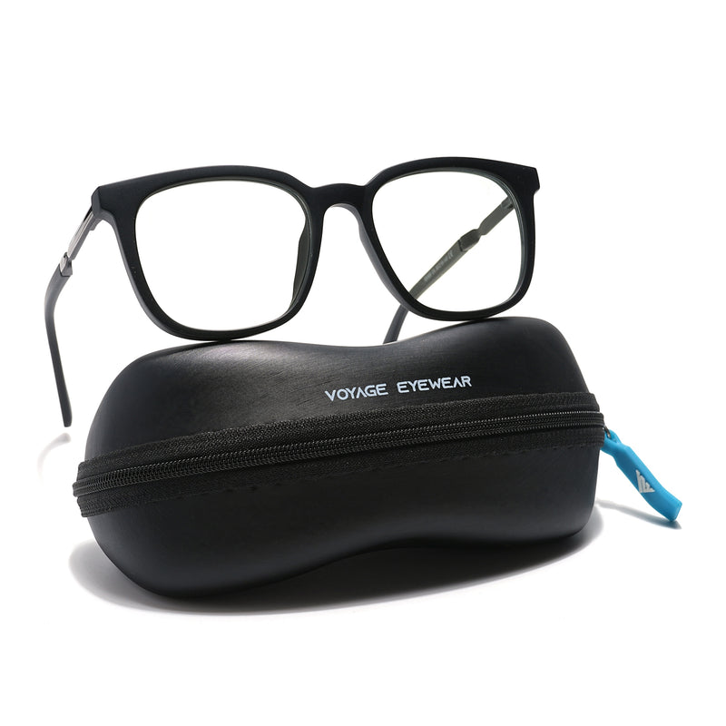 Voyage Veloura Select Matt Black Square Eyeglasses for Men & Women (93395SLMG6163-C1)