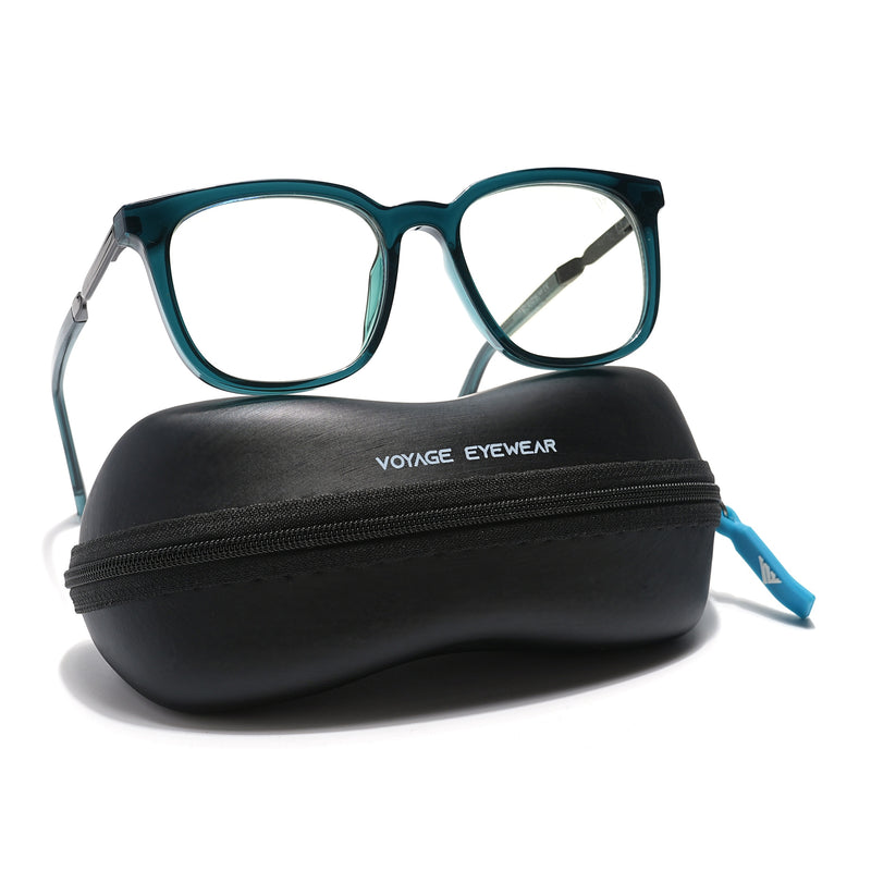 Voyage Veloura Select Blue Square Eyeglasses for Men & Women (93395SLMG6166-C4)