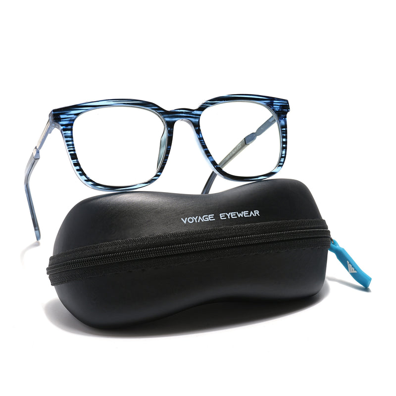 Voyage Veloura Select Blue & Black Square Eyeglasses for Men & Women (93395SLMG6167-C5)