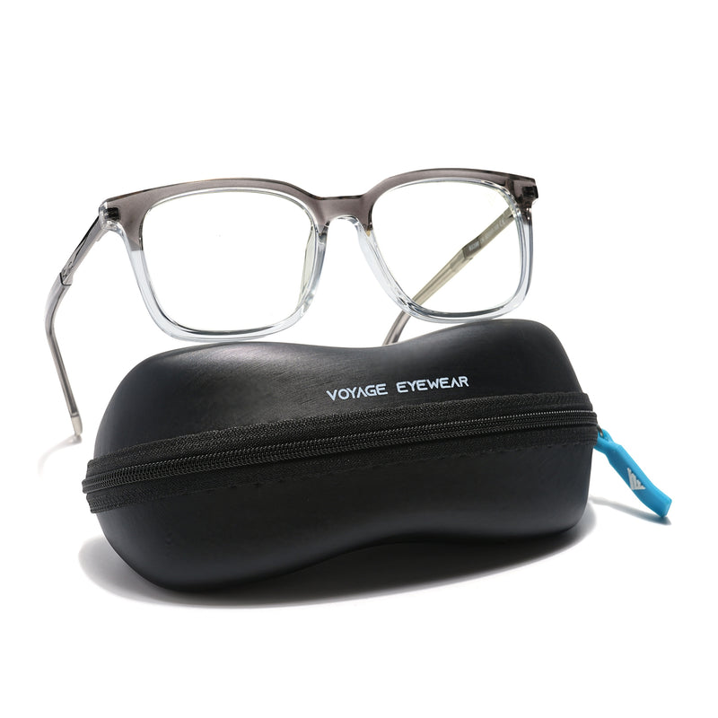 Voyage Veloura Select Black & Transparent Square Eyeglasses for Men & Women (93396SLMG6174-C6)