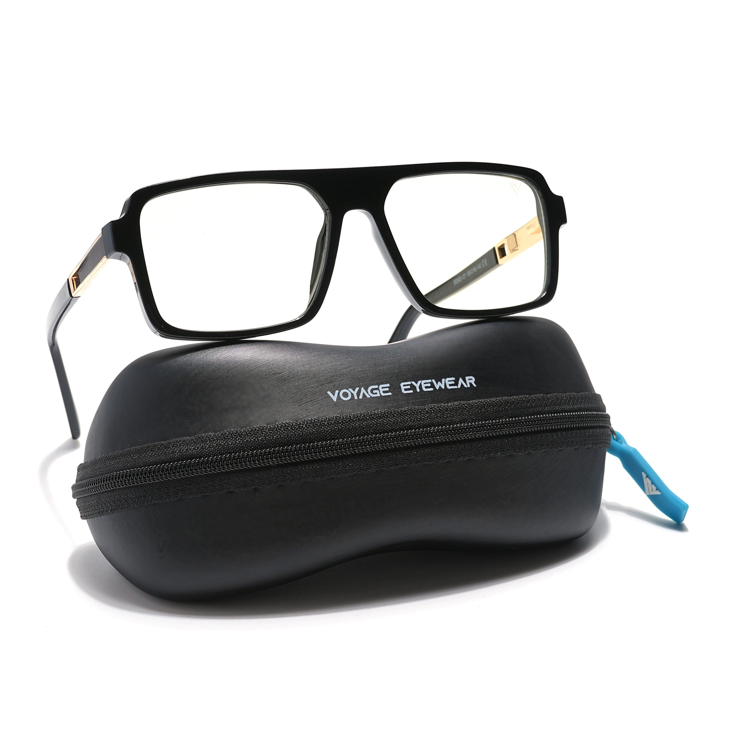 Voyage Veloura Select Shine Black Square Eyeglasses for Men & Women (93503SLMG6176-C2)