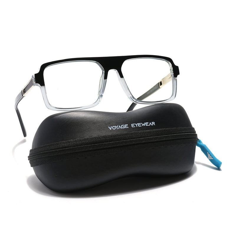 Voyage Veloura Select Black & Transparent Square Eyeglasses for Men & Women (93503SLMG6178-C4)