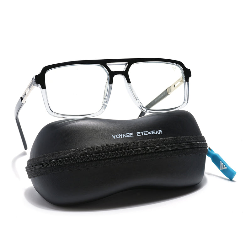 Voyage Veloura Select Black & Transparent Wayfarer Eyeglasses for Men & Women (93519SLMG6182-C2)