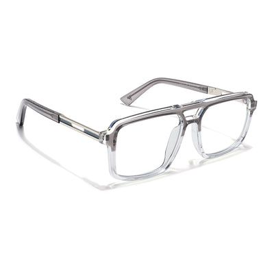 Voyage Veloura Select Silver & Transparent Wayfarer Eyeglasses for Men & Women (93519SLMG6183-C3)