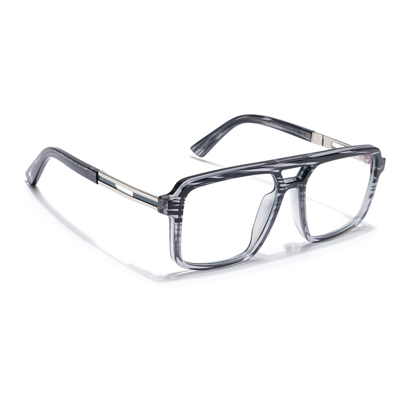 Voyage Veloura Select Black & Grey Wayfarer Eyeglasses for Men & Women (93519SLMG6185-C5)