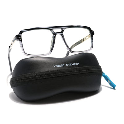 Voyage Veloura Select Black & Grey Wayfarer Eyeglasses for Men & Women (93519SLMG6185-C5)