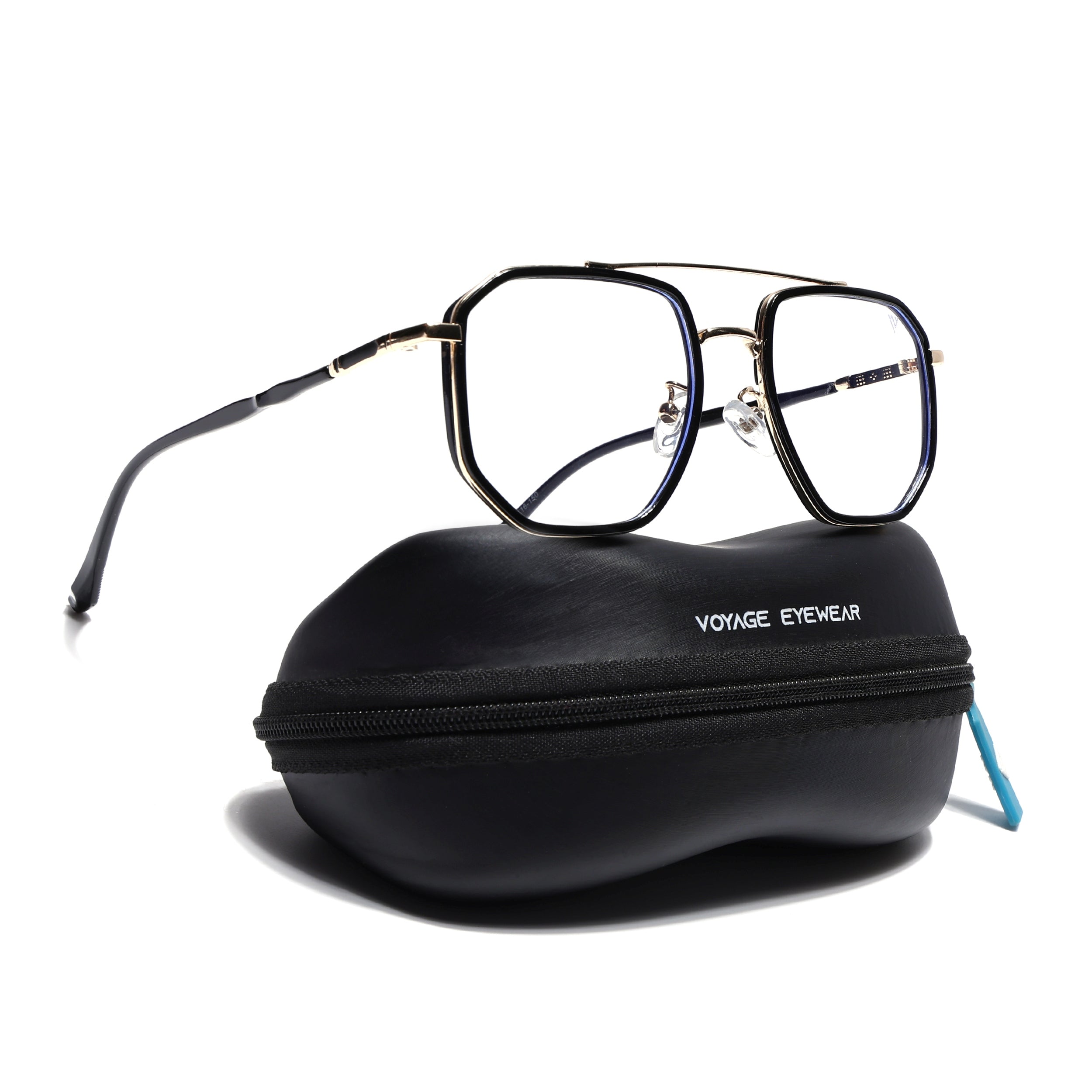 Voyage Golden & Black Wayfarer Eyeglasses for Men & Women (9375MG5092-C1)