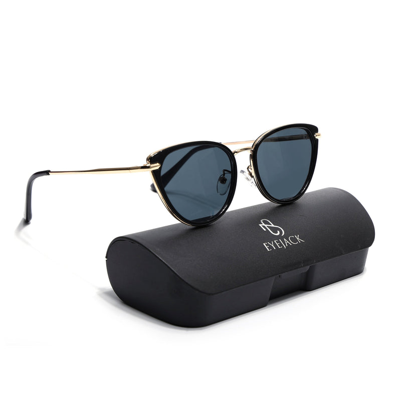 Eyejack Black & Golden Cateye Sunglasses for Women (9429CL1099)