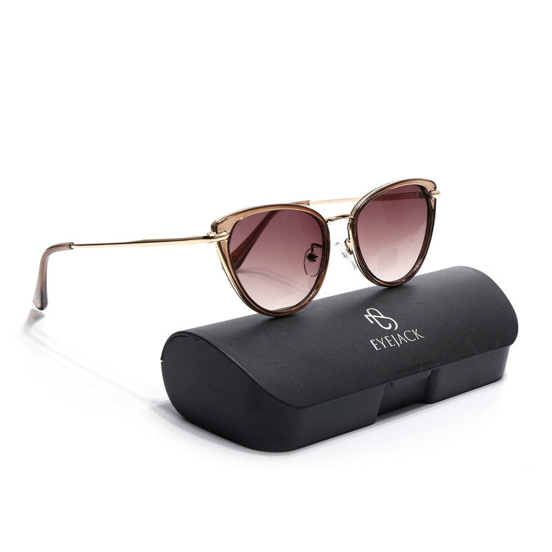 Eyejack Brown & Golden Cateye Sunglasses for Women (9429CL1100)