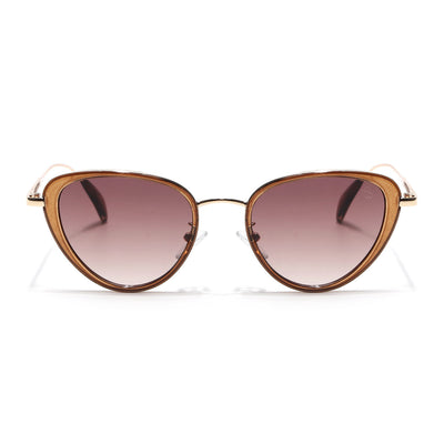 Eyejack Brown & Golden Cateye Sunglasses for Women (9435CL1105)