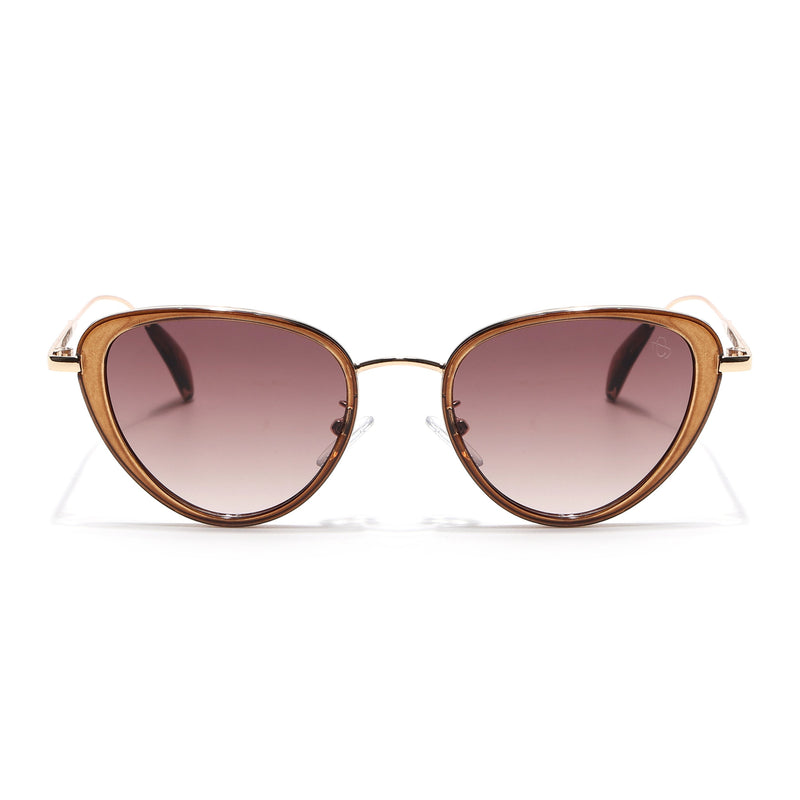 Eyejack Brown & Golden Cateye Sunglasses for Women (9435CL1105)