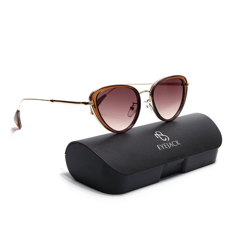 Eyejack Brown & Golden Cateye Sunglasses for Women (9435CL1105)
