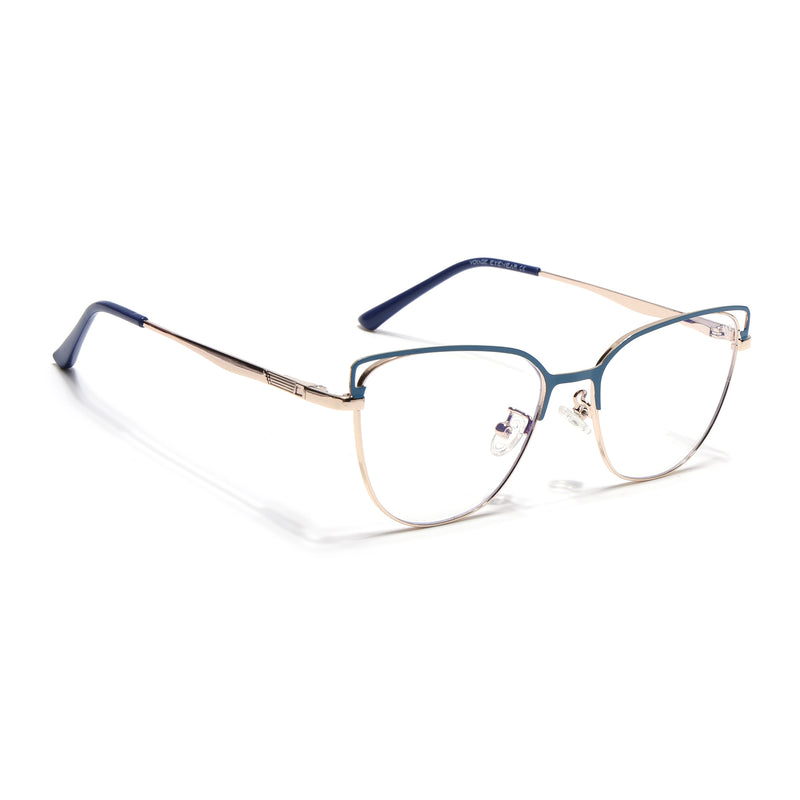 Voyage Glam Blue & Golden Cateye Eyeglasses for Women (95203MG4411-C3)