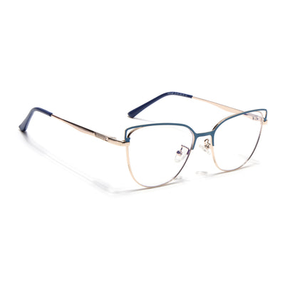 Voyage Glam Blue & Golden Cateye Eyeglasses for Women (95203MG4411-C3)
