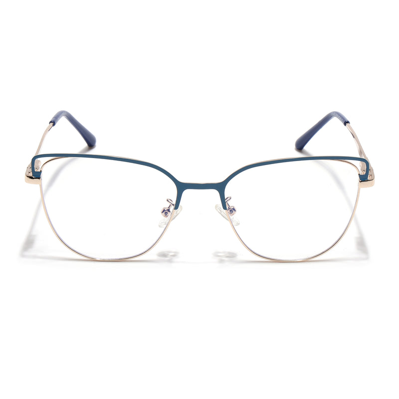 Voyage Glam Blue & Golden Cateye Eyeglasses for Women (95203MG4411-C3)