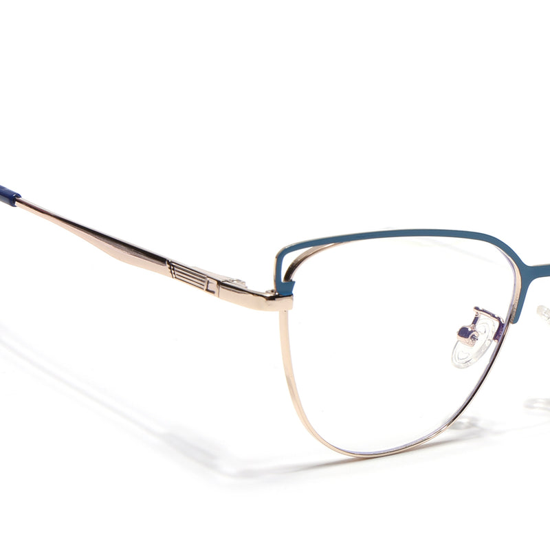 Voyage Glam Blue & Golden Cateye Eyeglasses for Women (95203MG4411-C3)