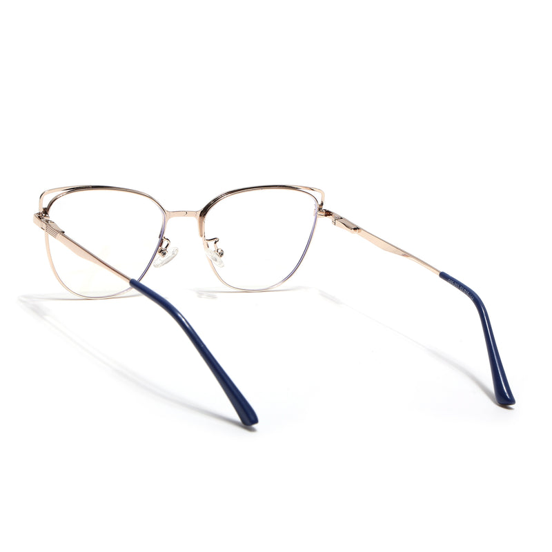 Voyage Glam Blue & Golden Cateye Eyeglasses for Women (95203MG4411-C3)