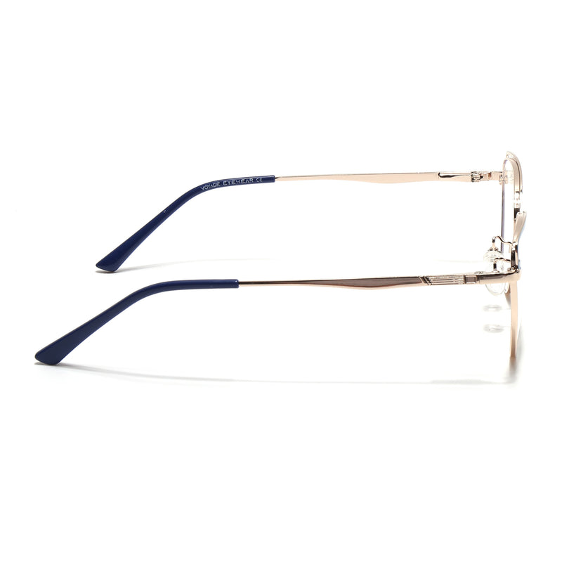 Voyage Glam Blue & Golden Cateye Eyeglasses for Women (95203MG4411-C3)