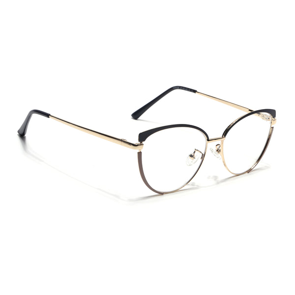 Voyage Glam Black & Golden Cateye Eyeglasses for Women (95206MG4428-C1)